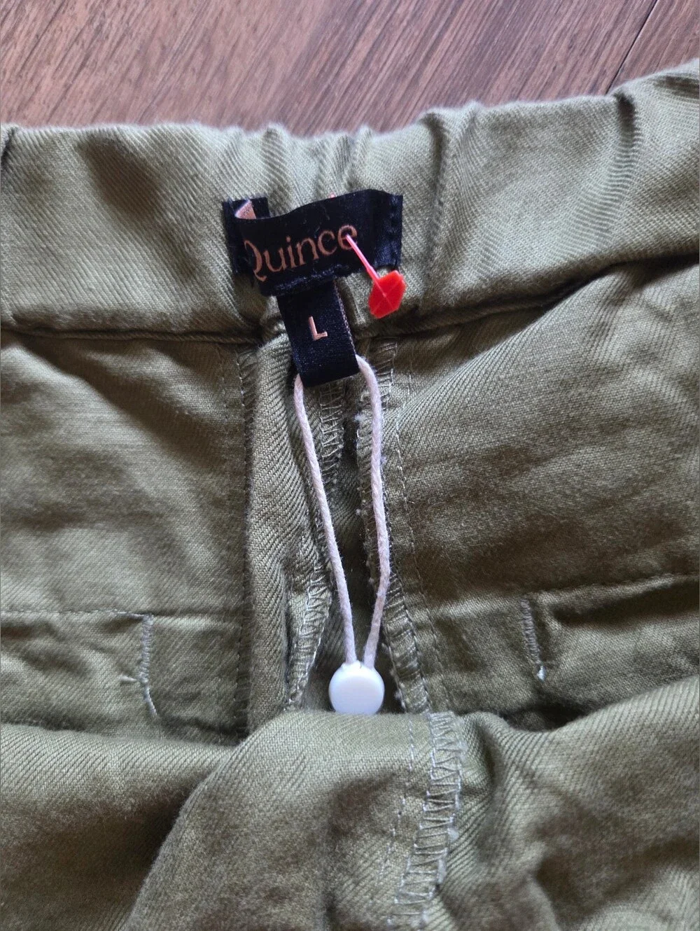 Quince Linen Blend Olive/Army Green Athletic Pull-On Shorts Size L